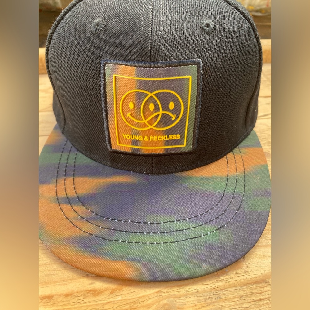 Young & Reckless Camo Tie-Dye Happy Face Snapback Hat